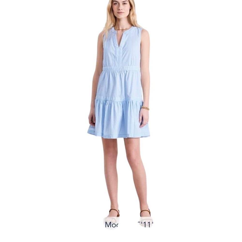 Vineyard Vines Seersucker Blue and White Striped Tilly Harbor Dress sz Medium